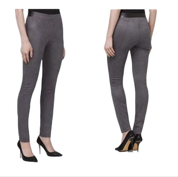 White House Black Market The Leggings Gray Ultrasuede Faux Leather Leggings - Picture 1 of 4